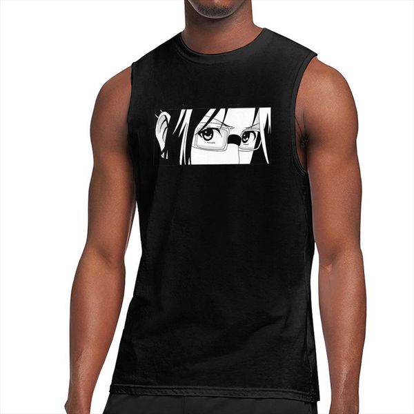

attack on titan levi anime hange eyes tank hip hop men musculation vest shirt workout undershirt casual streetwear, White;black