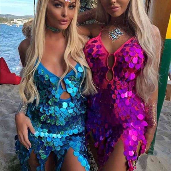 

shiny sequin backless mini women dresses summer sleeveless deep v neck push up party club punk style, Black;gray