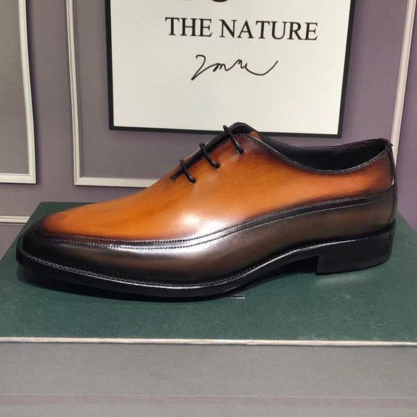 

dress shoes hand-polished leather wingtip goodyear oxfords men's classic designer wedding men for business formal, Black