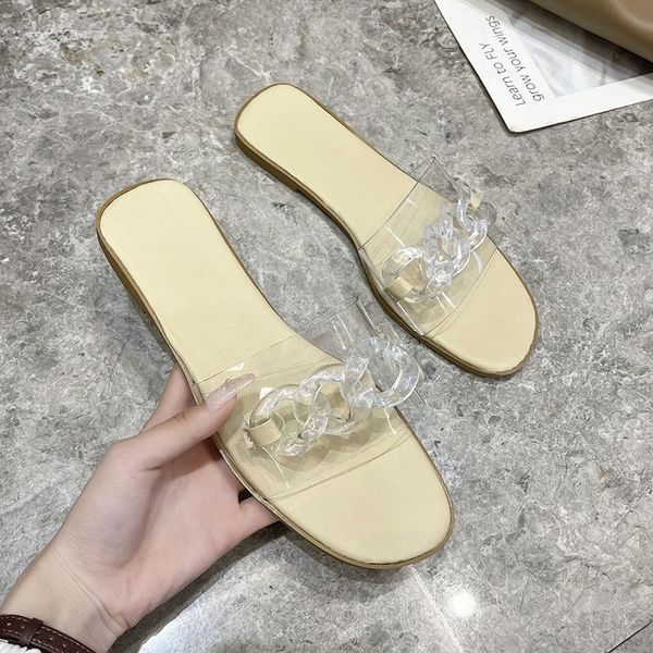 

slippers 2021 summer beach flat women big size 35-43 temperament round head color outdoor women's, Black