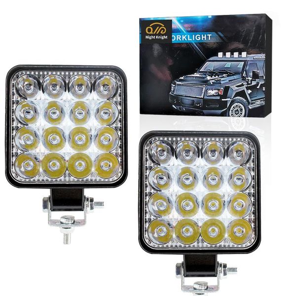 

working light night knight 48w led work lights 6000k square bright spotlight 12v 24v fog for car motorcycle off-road vehicle truck suv