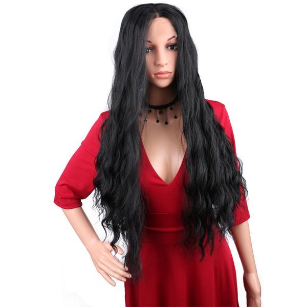 

synthetic wigs lace for black women long wavy hair glueless 28inch natural wig