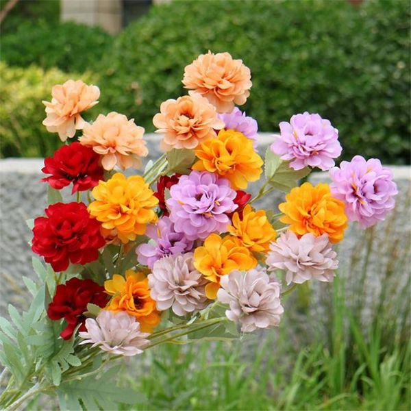 

decorative flowers & wreaths 10pcs fake long stem zinnia flower (6 heads/piece) 33" length simulation peony for wedding home artificial