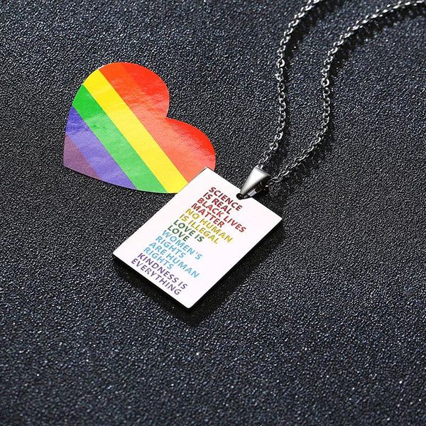 

bisexuals letter necklace love friendship rainbow metal chain fashion cool trendy jewelry for women men ketting gifts pendant necklaces, Silver