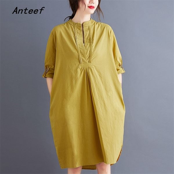 

short sleeve plus size cotton linen vintage dresses for women casual loose midi summer dress elegant clothes sundress 210517, Black;gray