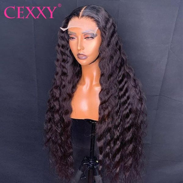 

lace wigs cexxy front human hair frontal for women brazilian wet and wavy natural wave pre plucked 28 30 inch, Black;brown