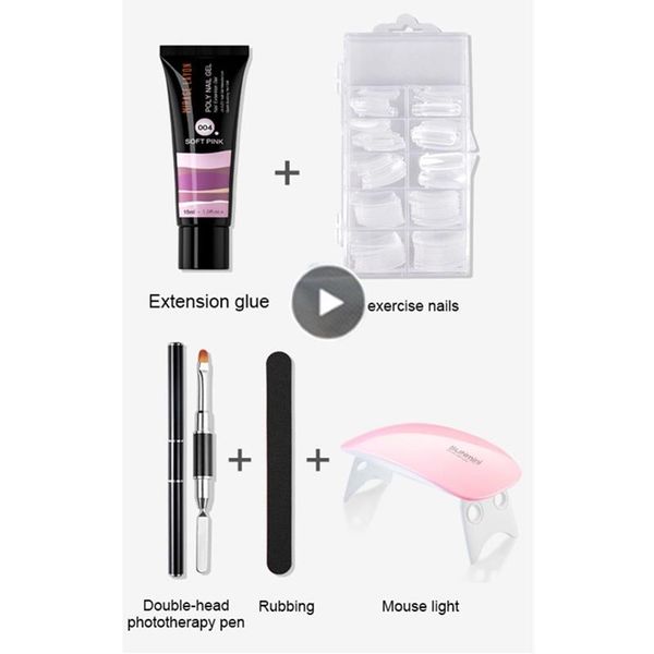 

nail art kits extensions manicure uv gel sets kit 15ml with uv/led lamp quick building clear glue polish tool