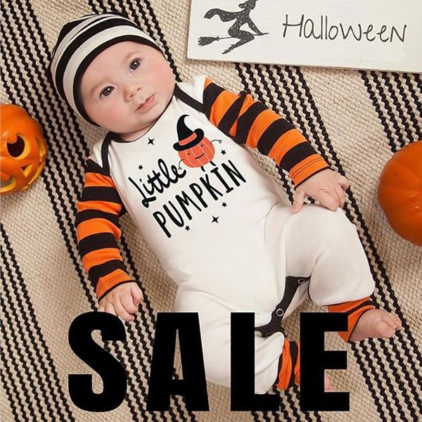

jumpsuits halloween born baby boy girl romper clothes set fashion letter pumpkin prints infant jumpsuit hat clothing outfits, Blue
