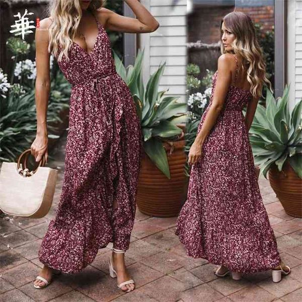 

summer dress red floral long dress women v-neck split sleeveless beach dresses for women backless woman dress plus size clothes, Black;gray