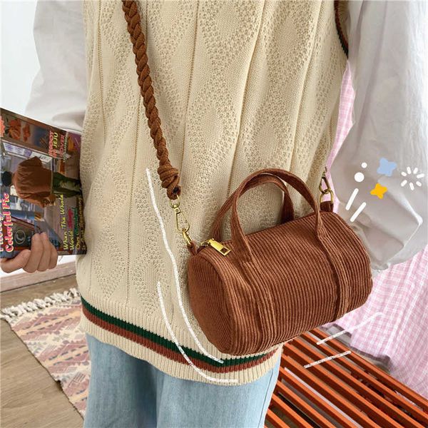 

autumn and winter corduroy hand-held cylinder bag for women