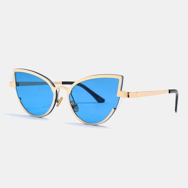 

metal cat-eye small frame colorful lens anti-uv sunglasses, Black