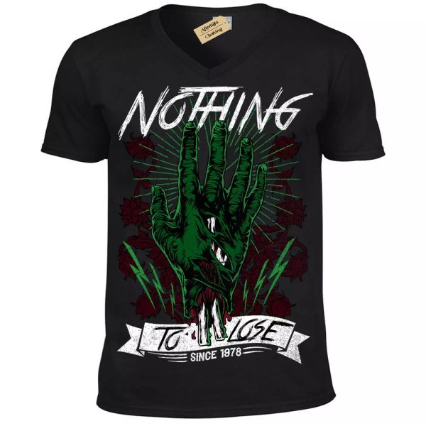 

nothing a perder camiseta zombie mano hombre cuello en v, White;black