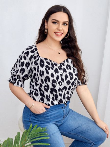 

Plus size Dresses Summer 2021 Leopard Temperament Large T-shirt, Picture color