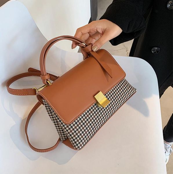

evening bags plaid for women 2021 tweed handbag short handle luxury designer crossbody bolsos mujer bolsas femininas baratas tas