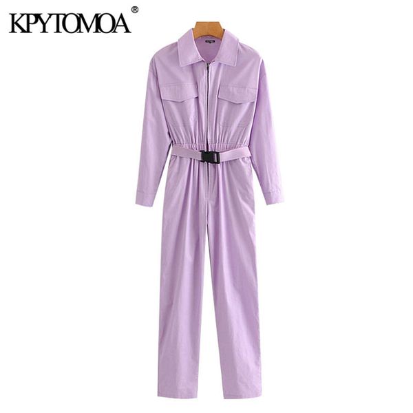 

women fashion with belt side pockets jumpsuits vintage long sleeve elastic waist female playsuits mujer 210416, Black;white