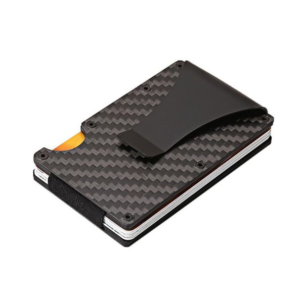 

card holders fashion box carbon fiber ultra thin metal holder wallet, Brown;gray