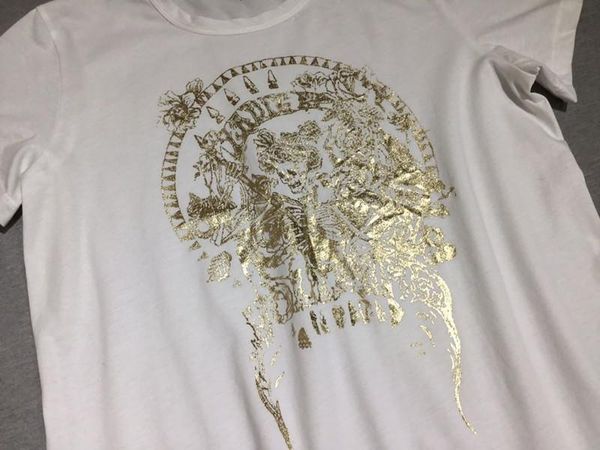 

women's t-shirt women 2021 summer cotton bronzing skull print short-sleeved, White