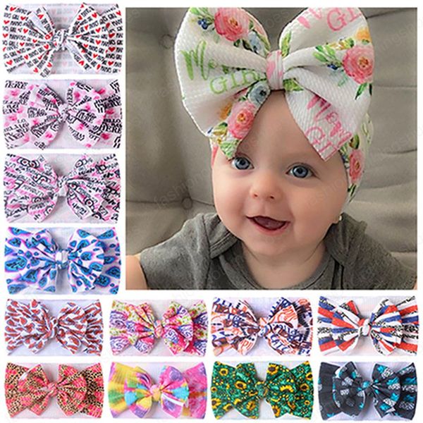 18*13 CM Moda Cartoon Stampa Bowknot Neonate Fascia per capelli Bambini fai da te Copricapo Accessori per capelli Puntelli per fotografia per bambini