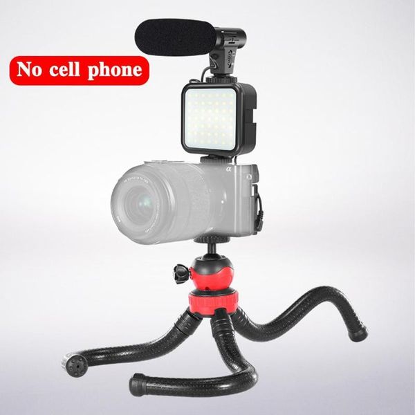 

condenser microphone with tripod led fill light for professional po video camera phone interview live recording tripods