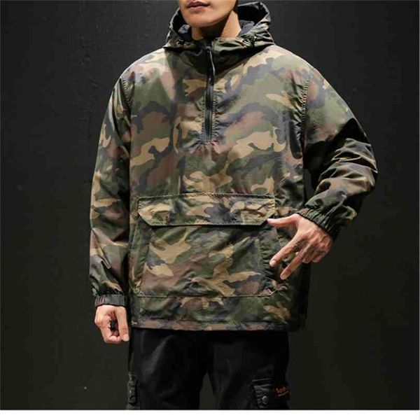 

men jackets camouflage camo windbreakers streetwear hip hop jacket mens spring tactical military casual double sided jacket 210820, Black;brown