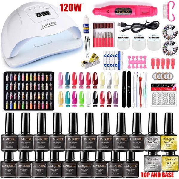 

nail art kits limegirl set uv led lamp dryer with 18/12/10pcs gel polish kit soak off manicure electric drill for