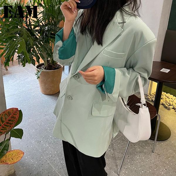 

women's suits & blazers [eam] women green brief big size casual blazer lapel long sleeve loose fit jacket fashion tide spring autumn 20, White;black