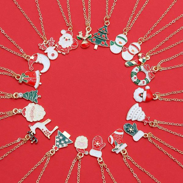 

pendant necklaces buy two get one christmas series enamel tree santa claus necklace jewelry gift 2021, Silver