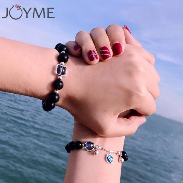 

charm bracelets lover relationship distance bracelet natural stone beads for men women friend couple moon star solar system, Golden;silver