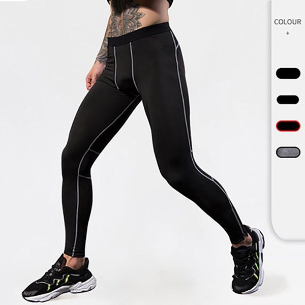 

running pants men compression fitness quick dry sweat tights training workout joggng gym leggings yoga sportswear trousers, Black;blue