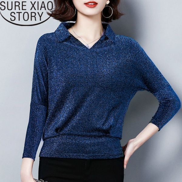 

blusas mujer de moda womens blouses turn-down collar solid office lady long sleeve shirts plus size 50 210415, White