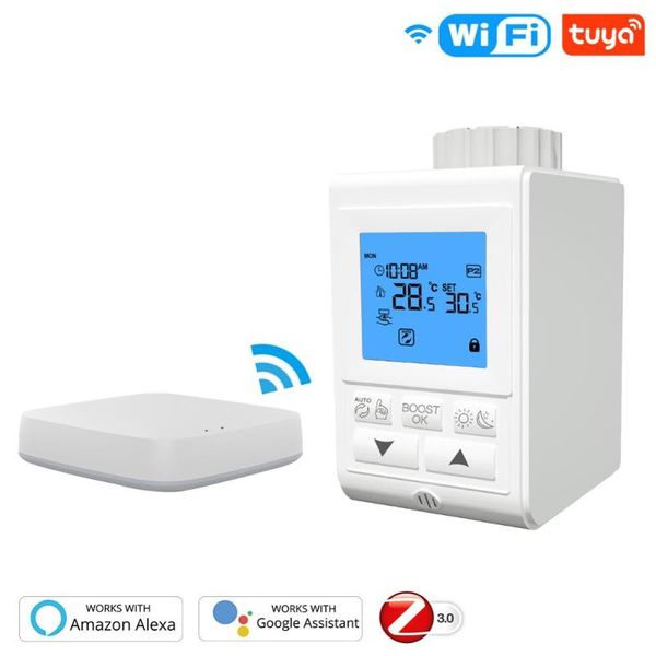 

smart home control tuya zigbee trv thermostat valve thermostatic radiator controller heater temperature voice works with google hom