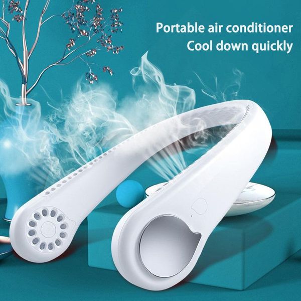 

electric fans neck fan 2021 usb mini portable air cooler bladeless conditioner electronic sport hanging cooling