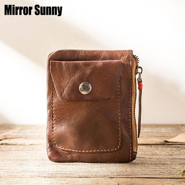 

wallets retro layer cowhide leather mini wallet women's hand brushed ultra thin zipper card bag male driver's llicense case, Red;black