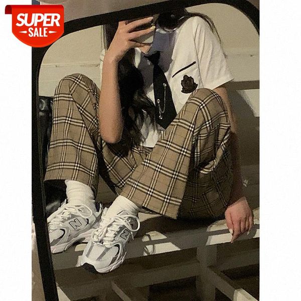 

[3/16 00:00am on] oxford school grass~two-color plaid waist straight pants #pt9x, Black;white