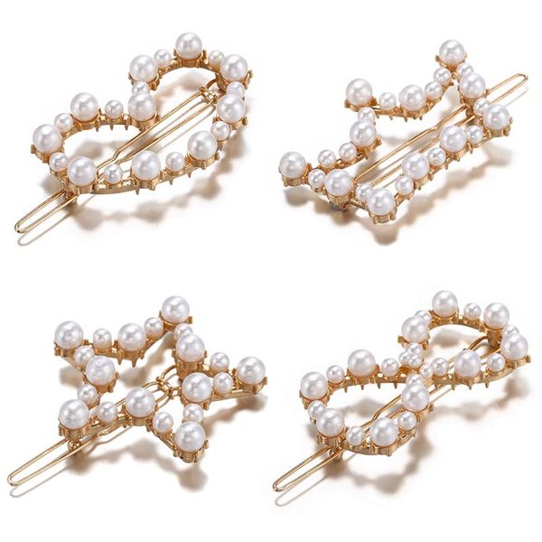 

hair clips & barrettes 2021 fashion women elegant bangs clip hairpin heart pearl crown bridal wedding accessories girls cute pins, Golden;silver