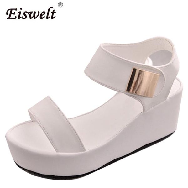 

woman sandals 2021 summer women concise platform open toe casual shoes fashion thick bottom wedges, Black