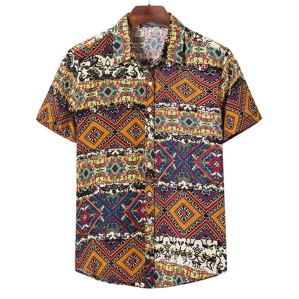 

men's shirt large men's short sleeve fashion irregular printing british fanhua shirt, White;black