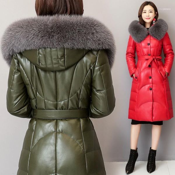 

women's down & parkas korean version of leather jacket female long style haining sheep fur coat hooded 2021 winter1, Black