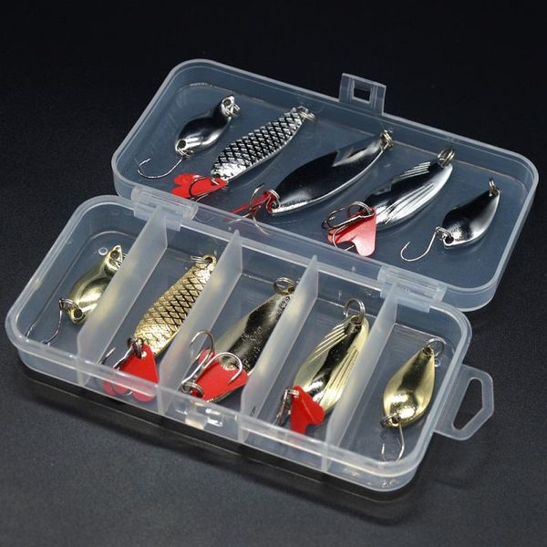 

fishing hooks 10 packs sinking mini wobbler lure boxed sequins 5 grids artificial hard bait trout crankbait trebles tack
