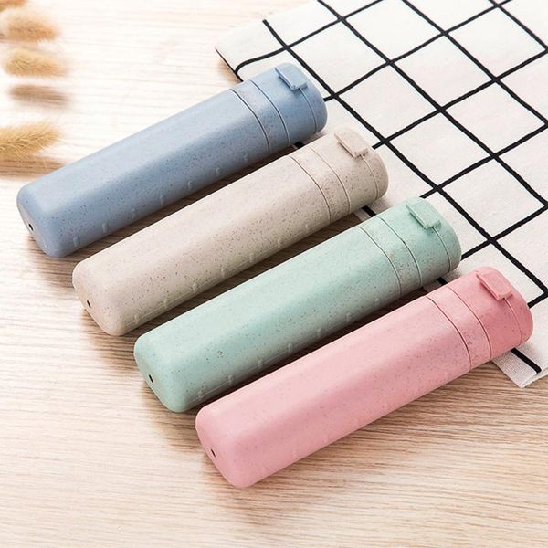 

storage boxes & bins travel organizer accessories cap home toothbrush case portable holder with lid bathroom wheat straw box