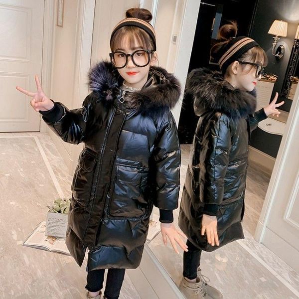 Down Hood Girls Winter Parka дети мягкий пиджак подростковый с капюшоном толстые случайные дети длинный стиль теплые топы детская одежда 6 8 10 12 13 лет