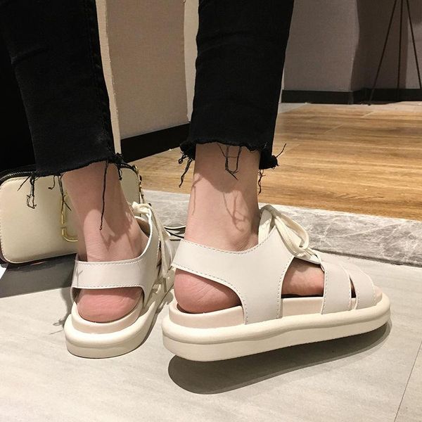 

sandals 2021women's comfortable shoes woman peep-toe slip-on flat casual female sandalias summer fashion rome, Black