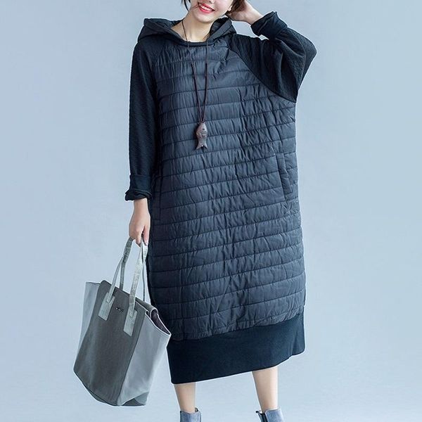 

casual dresses woman winter dress 2021 with a hood long sleeve hooded warm women ta1137, Black;gray