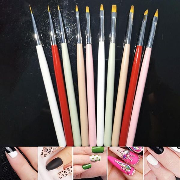 

10pcs/set nail pen easy to use graffiti nylon wool painting brush for beauty accessories home art kits