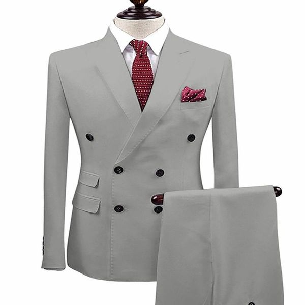 

men's suits & blazers mens slim fit 2 pieces business groom double-breasted jacket tuxedos white blazer for wedding prom evening (blaze, White;black