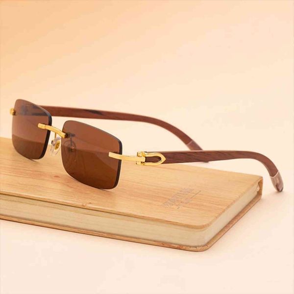 

brand rimless wooden sunglasses men rectangle sun glasses for man original wood golden frame sunglass lentes de sol, White;black