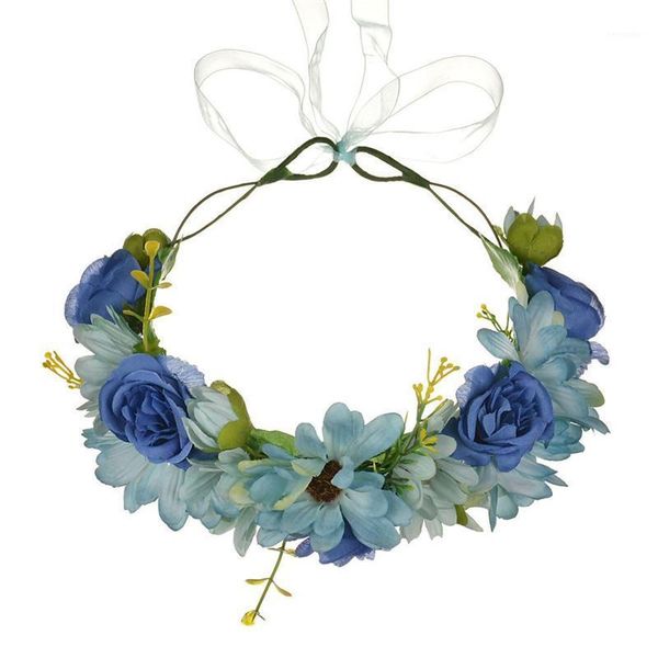 

women handmade flowers wreath crown festival headband wedding bridal hair accessories headdress girl floral garland1