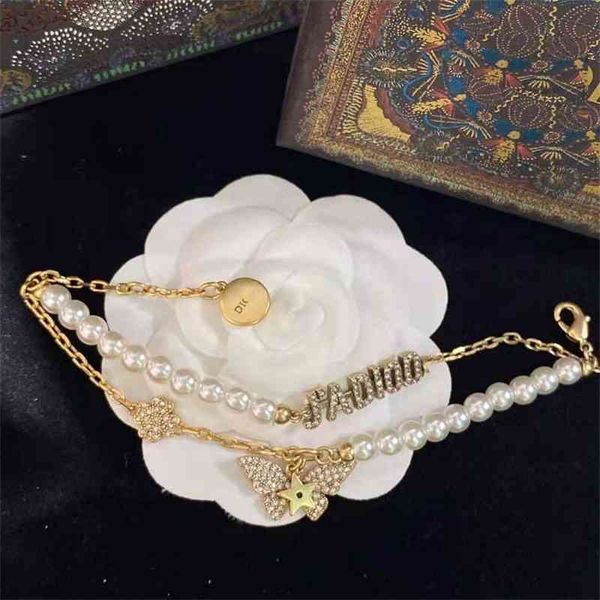 

75% off outlet online family letter butterfly flower full pearl bracelet hcrg, Silver