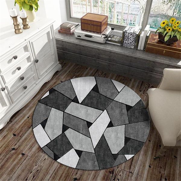 

carpets nordic gray geometric area rug round anti-slip chair mat bedside bedroom decoration flannel for bathroom hallway carpet