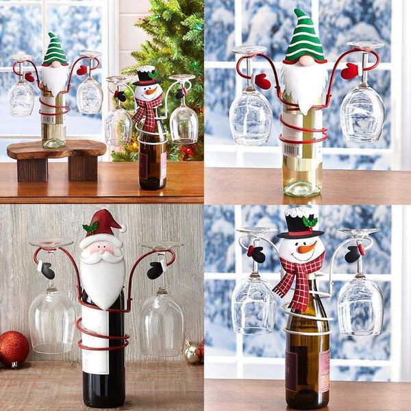 

hooks & rails christmas santa claus snowman deskwine glass rack simple goblets holder dining table cup storage drain shelf
